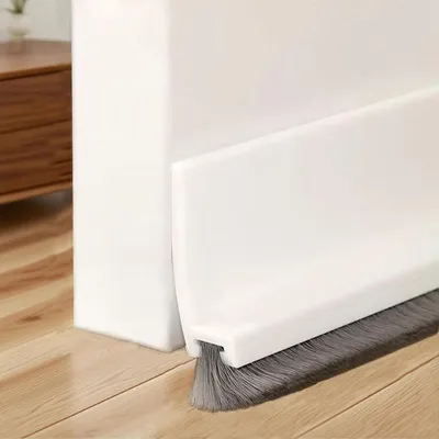 Produktbild von Zugluftstopper Türdichtung mit Selbstklebender Bürste 100 cm, Türbodendichtleiste, Türbürsten Abdeckstreifen Bürstendichtung für Türen, Weiß