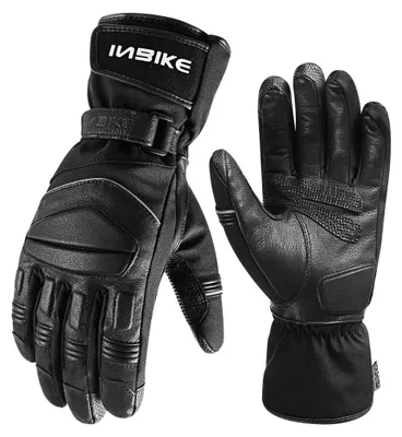 Image de Gants moto homme - Cuir intégral - Hiver - Compatible écran tactile - Antidérapant - Pour motocross et sport automobile