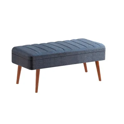 Produktbild von Skye Decor, Vina 1048 - 2 - Walnut, Dark Blue, Bank, Nussbaum, 100 % MELAMINBESCHICHTETE SPANPLATTEN, 90 x 39 x 40 cm