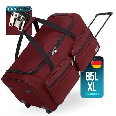 Image de Monzana® Sac De Voyage à roulettes Rouge - Sac de sport 85L avec poignée télescopique - Trolley Valise Duffle Bag Weekender avec cadenas - 70x36x34cm