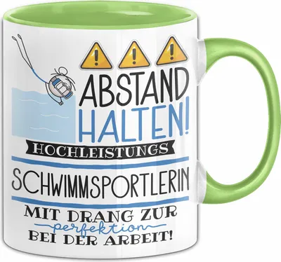 Produktbild von Schwimmsportlerin Tasse Geschenk Lustig Abstand Halten Hochleistungs-Schwimmsportlerin Mit Drang Zur Perfektion Bei Der Arbeit (Grün)