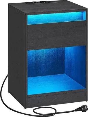 Obrázok produktu pre Nočný stolík so zásuvkami - Nočná komoda - Bočný stolík - Drevotriesková doska MDF - Veľkorysý úložný priestor - 35 cm x 40 cm x 55 cm - Čierny jaseň