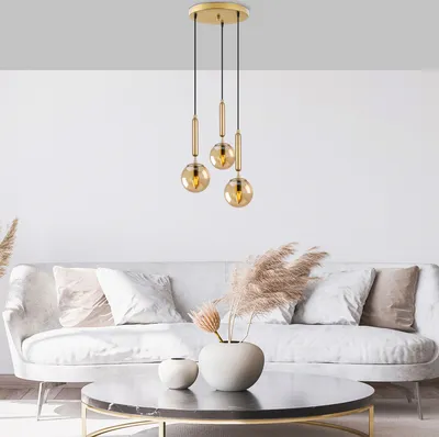 Produktbild von Opviq, KING- KINGFLG, Glänzendes,Gold, Kronleuchter, 34 x 34 x 134 cm, Metallkörper