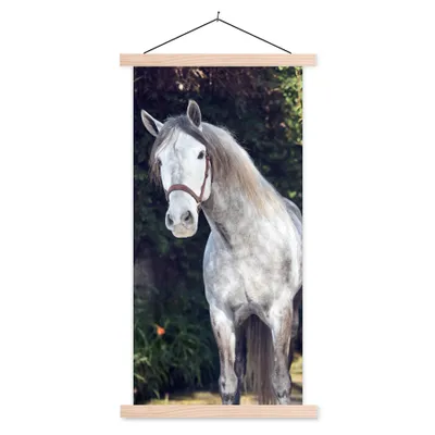 Produktbild von MuchoWow® Textilposter Pferd - Halfter - Natur 60x120 cm mit holzfarbenen Rahmen - Holz