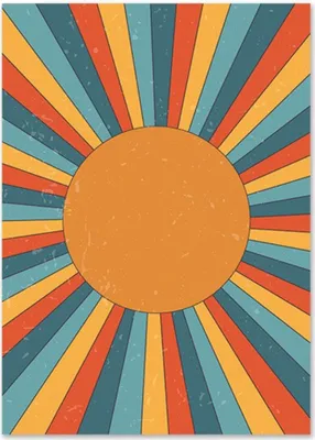 Produktbild von TPFLiving Kunstdruck LW-1073 (OHNE RAHMEN) Poster - Leinwand - Wandbild - Hochauflösender Giclée-Druck, langlebig und hochwertig - Sonne, Regenbogen, abstrakte Formen - Für Kinderzimmer -  - Größe: 13x18cm