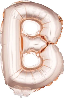 Produktbild von Buchstaben Folienballon mit Stab 41 cm - Roségold Buchstabe B