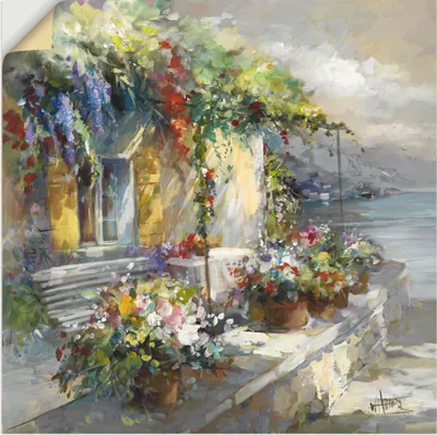 Produktbild von ARTland Wandbild, selbstklebend Veranda am See Größe: 70x70 cm