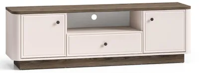 Image de Selsey Vilavio – Meuble TV bas à 2 portes, 1 tiroir et 1 compartiment, cachemire/aspect chêne foncé, 160 cm