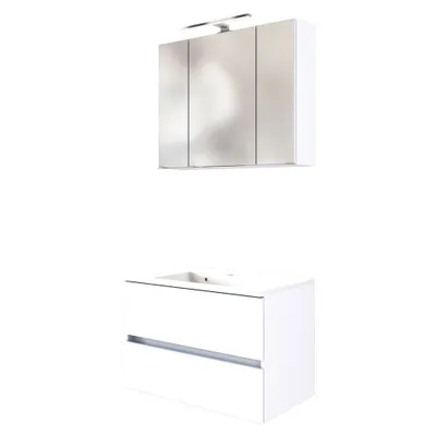 Produktbild von Waschplatz-Set 80 cm inkl. LED Spiegelschrank ARLON-03 matt weiß BxHxT 80x200x55 cm
