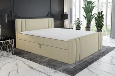 Produktbild von Boxspringbett LING 120x200 mit 2 Bettkästen, Bonell-Matratze und Topper. Farbe: Beige.