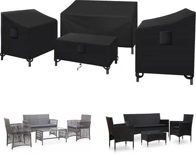 Immagine prodotto di Set di 4 coprimobili da esterno per veranda e patio, impermeabili, colore nero