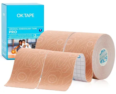Produktbild von Kinesiologie Tape (5cm x 5m) Wasserfest Hautfreundlich für Schmerzen 2 Rollen Beige