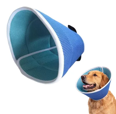 Hundehalskrause weich, atmungsaktiv, Leckschutz, M, Blau