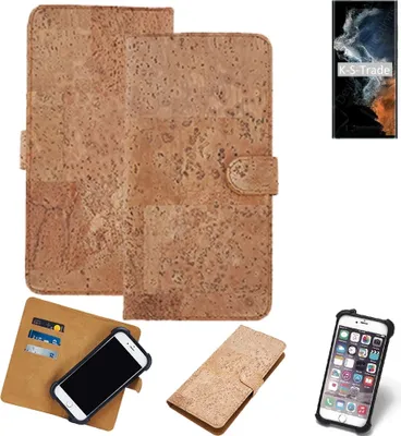 Produktbild von K-S-Trade Hülle kompatibel mit Samsung Galaxy S22 Ultra Exynos  Kork Handyhülle Cover  Schutzhülle TPU Case Bumper in Hellbraun, (1x)
