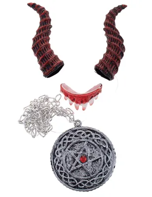 Immagine prodotto di Set di accessori da demone per adulti Accessori per Halloween 3 pezzi rosso-argento