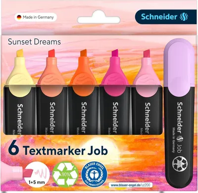 Produktbild von Schneider Job Textmarker Set (Warme Sonnenuntergangsfarben, ausgezeichnet mit De