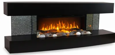 Obrázek produktu pro CHEMIN'ARTE - Elektrický nástěnný krb Lounge Black 120 cm LED efekt plamene, programovatelný ohřev, dálkové ovládání
