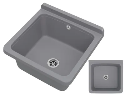 Produktbild von Granitan | Wirtschaftsspüle - ORTA - mit Siphon - Grau - 40 x 38 cm - für Waschküche und Garage