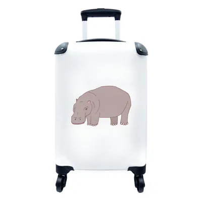 Produktbild von MuchoWow® Koffer Handgepäck Trolley Rollkoffer Kleine Reisekoffer mit 4 Rollen - Nilpferd - Kinder - Weiß - Jungen - Mädchen - Cabin Size < 55x40x23 cm & 55x40x20 cm - Kinderkoffer - Kabinenkoffer - Boardgepäck - Reise-Box - Reisekoffer - Reisegepäck - Koffer mit Bild - Trolley für Kinder