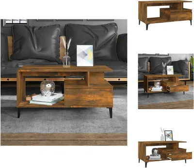 Zdjęcie produktu dla vidaXL Stolik kawowy dąb wędzony 90x49x45 cm materiał drewnopochodny - Stoliki kawowe