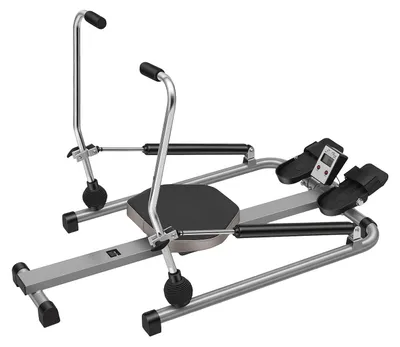 Obrázek produktu pro Domácí rotoped – Hydraulický rotoped s dvojitými rameny – LCD displej – 110 × 61 × 21 cm – Maximální nosnost 120 kg – Stříbrná/černá barva