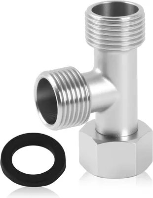 Imagen del producto de Conector en T de latón de 1/2 pulgada, adaptador de 3 vías, conexión de agua para inodoro y lavadora