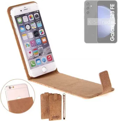 Produktbild von K-S-Trade Handyhülle kompatibel mit Samsung Galaxy S23 FE Kork Hülle Flipstyle Case Schutzhülle Kork Case Hülle Flip cover Klapphülle Klapp,