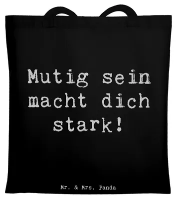 Produktbild von Mr. & Mrs. Panda Tote Bag Spruch Angst überwinden - Schwarz - Geschenk, Inspiration, Shopping Tasche, Mut, Stoffbeutel, Vertrauem, Stärke, Mutig sein, Jutebeutel, Trost