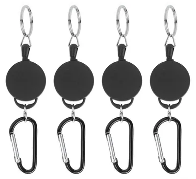 Immagine prodotto di 4 pezzi portachiavi telescopici, protezione antifurto, portachiavi retrattile creativo, corda in nylon, moschettone da esterno per cellulari, portafogli