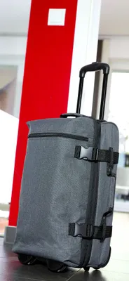 Produktbild von Trolley Reisetasche mit Rollen für Damen, erweiterbares Handgepäck mit Dehnfalte Gleitschienen Kabinentrolley 55cm Grau