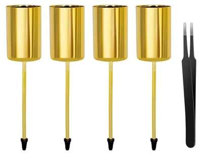 4 goldene Kerzenhalter für Stabkerzen, Adventskranz, Weihnachtsdeko
