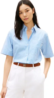 Productafbeelding van Tommy Hilfiger dameshemd van katoenen poplin, blauw (Classic Ithaca STP Mesmeri)