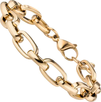 Produktbild von 10,2mm Armband Erbs-Anker flach Kette aus Edelstahl gold-farben beschichtet 22cm