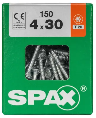 Produktbild von SPAX Universalschraube, Teilgewinde, Senkkopf, T-STAR plus T20, 4CUT, WIROX, 4 x 30 mm, 150 Stück