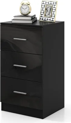 Obrázok produktu pre Písací box KOMFOTTEU s 3 zásuvkami, malá multifunkčná komoda s ochrannou podložkou, organizér na spisy s ochranou proti prevráteniu, 37 x 34 x 66,5 cm (1 ks, čierna)