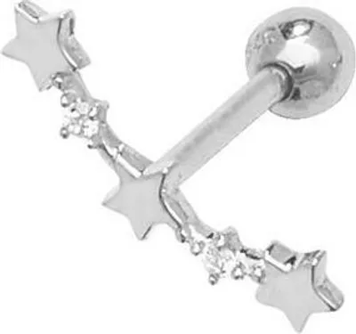 Produktbild von Wunderschöne 9 Karat (375) Weißgold Damen - Einzel Knorpel Ohrstecker mit Zirkonia - 3mm*13mm; TRS278499KW