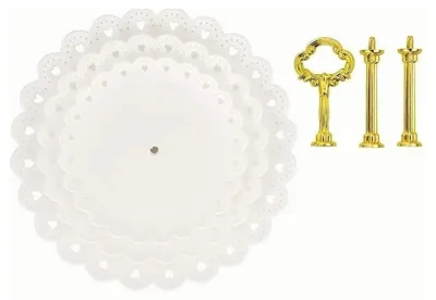 Image de Présentoir à cupcakes à 3 étages, 35 cm de hauteur, peu encombrant et léger, pour fêtes et événements, blanc