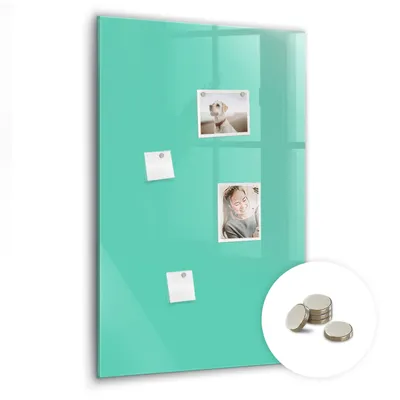 Obrázek produktu pro Magnetická Tabule na Zeď Skleněná - Memo Board Kleněnou Přední Stranou - 5 magnetů v balení - 60x90 cm - Tyrkysová barva