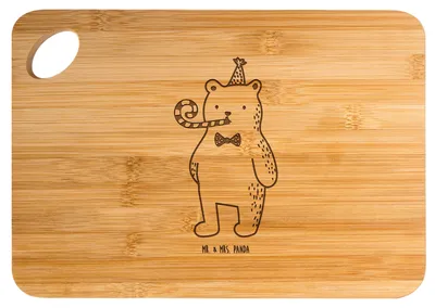 Produktbild von Mr. & Mrs. Panda Schneidebrett Bär Geburtstag - Transparent - Geschenk, Happy Birthday, Teddy, Glückwunsch, Holzbrett, Frühstücksbrett, Brett, Alles Gute, schneidbrett