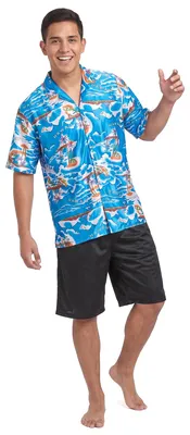 Produktbild von Hawaiitourist-Kostüm Urlauber-Kostüm blau-bunt - Einheitsgröße (42)