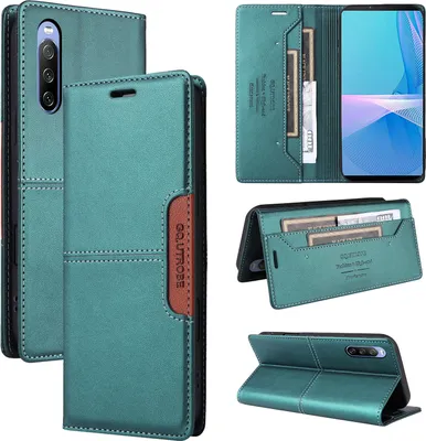 Produktbild von Handyhülle für Sony Xperia 10 III Hülle, Leder Flip Wallet Kartenfach Stand Schutzhülle Grün