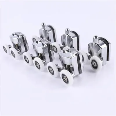 Produktbild von Duschtürrollen aus Zinklegierung mit Doppelrad, Durchmesser 23 mm/25 mm/27 mm