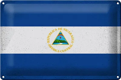 Produktbild von Blechschild Flagge Nicaragua 30x20cm Flag Nicaragua Vintage