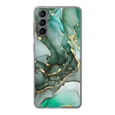 Produktbild von MuchoWow® Handyhülle Schutzhülle Hülle für Samsung Galaxy S21 Gold - Marmor - Grün - Luxus - Marmoroptik - Grau Silikon Softcase Handy Hülle - Softcase