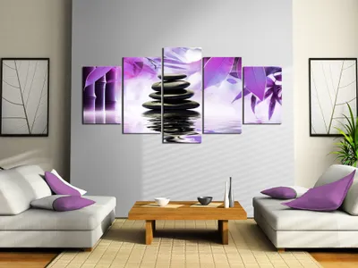 Produktbild von Akustikbild Natur Wasser 200x100 cm 5-teilige Bilder Akustikschaum Hochleistungsschallabsorber Schallschutz Leinwand 5 tlg Wandbild Raumakustik Schalldämmung 020110-167