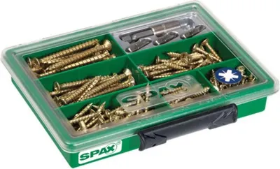 Produktbild von Spax Sortimentskasten Senkkopf Stahl PZ inkl. Bits - 199 Stk.