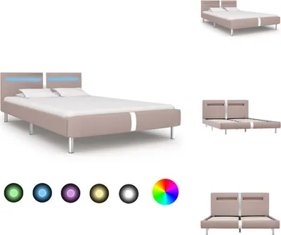 Produktbild von vidaXL Bettgestell mit LED Cappuccino-Braun Kunstleder 120x200 cm -  Betten & Bettgestelle
