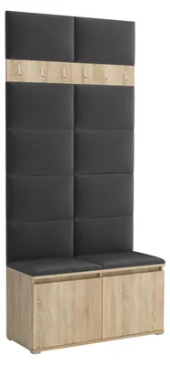 Produktbild von Garderobe LUTON 1 – Farbe SONOMA 16, moderner Schrank 40x100x213 cm, funktionale Lösung für den Flur, Garderobeschrank, Flurmöbel