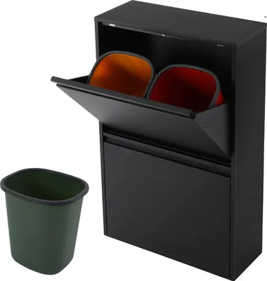 Immagine prodotto di Cestino per il riciclaggio, 4 scomparti, design moderno, nero