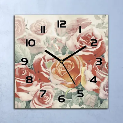Produktbild von Wanduhr Echt-Glas-Küchenuhr Bunter Rosenstrauß Quarz 30x30 Deko Bilder